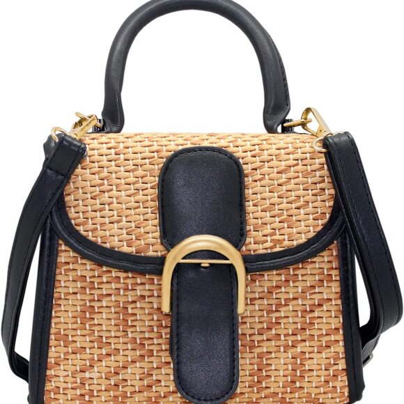 Straw Woven Small Crossbody Bag Womens Shoulder Messenger Satchel - Picture 1 of 8